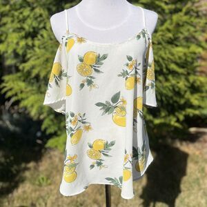 Kaileigh Lemon Top Cold Shoulder Cross Back Detail Medium